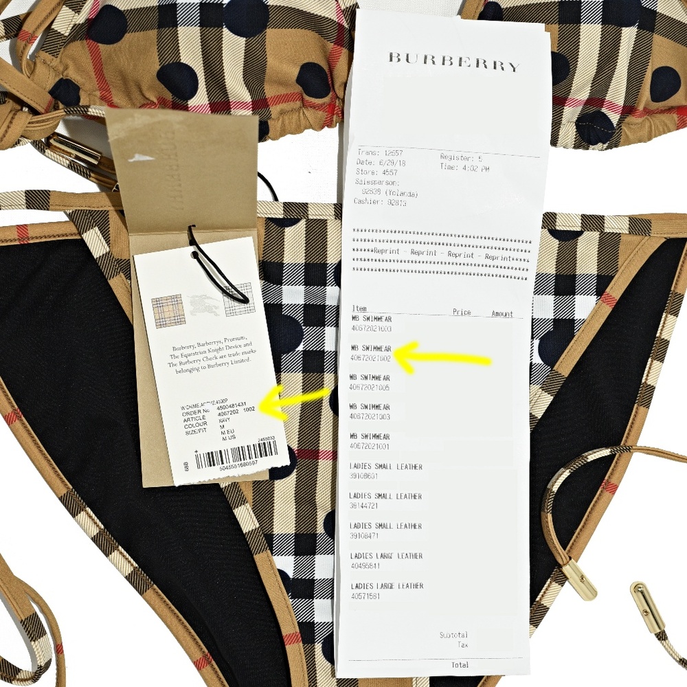 New Burberry Check-print - Dots String Bikini Set - Picture 6 of 8